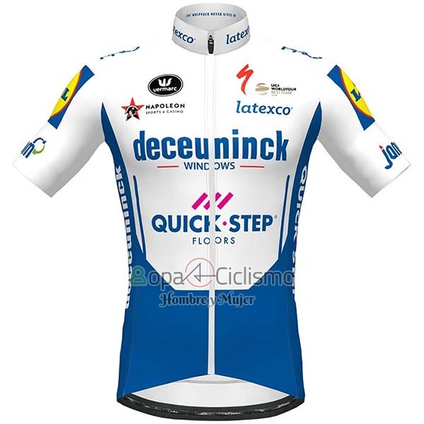 Deceuninck Quick Step Ropa Ciclismo Culotte Corto 2020 Mangas Cortas Blanco Azul